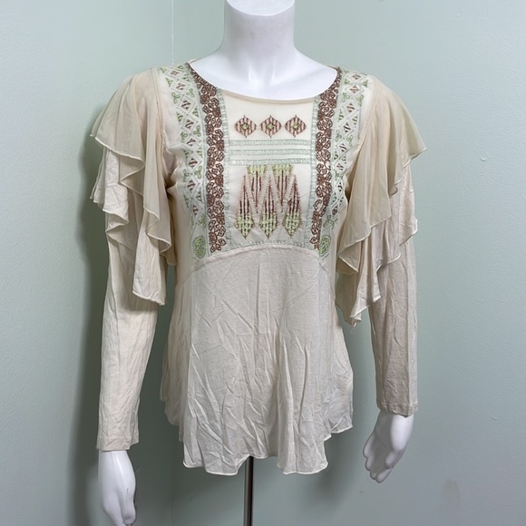 Free People La Cienega Embroidered Blouse Top - Picture 3 of 9